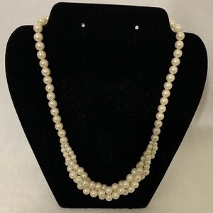 3 Strand Faux Pearl Necklace 26”